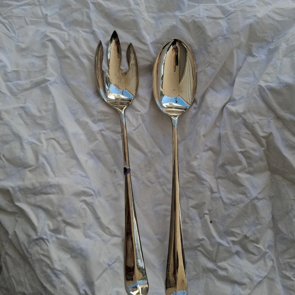 Vintage Gerity Silver Plated Salad Serving Set Spoon and Fork